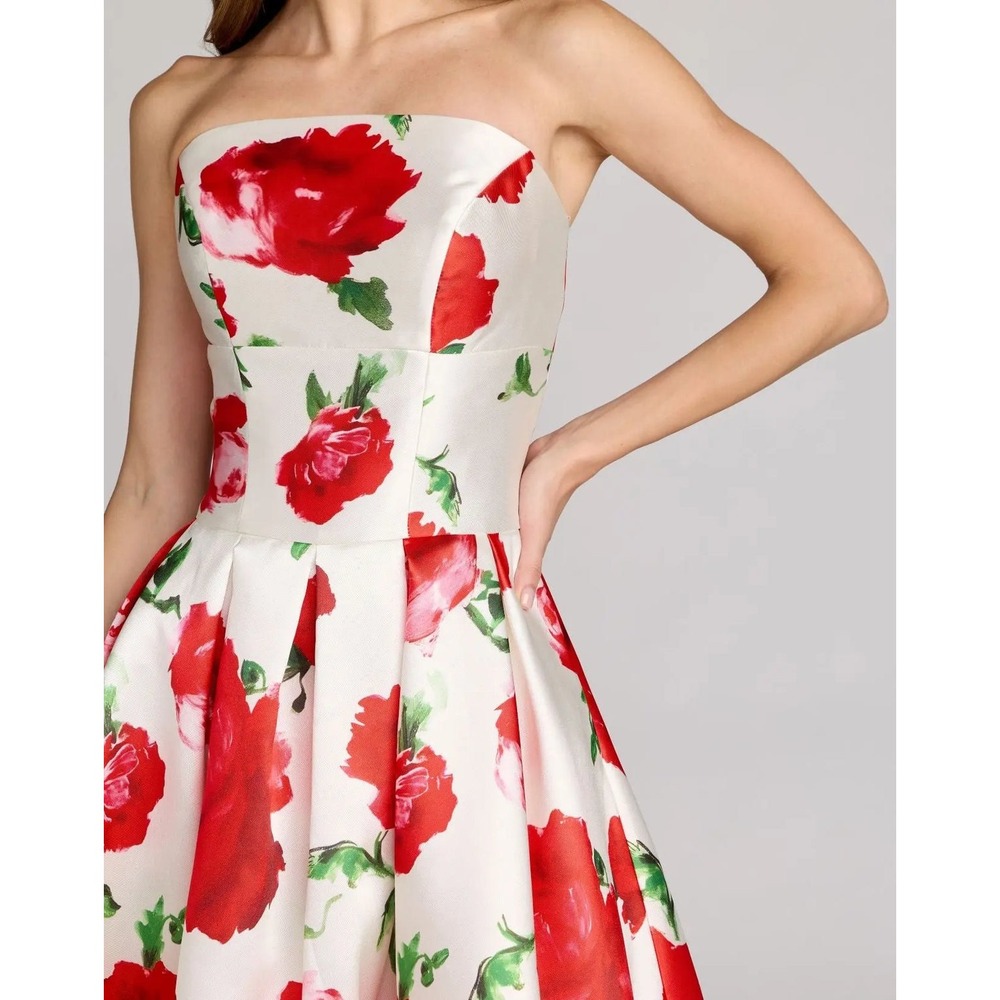 Mac Duggal White Strapless Floral Mikado Midi Dress $498 - Size 14‎ - Picture 8 of 12